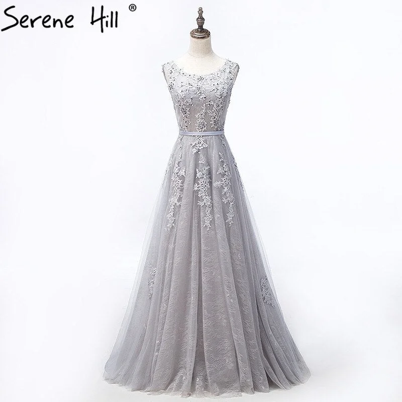 Now or Never On Sale no return no refundSale Grey Sexy Backless Tulle A-Line Evening Gowns Beading Appliques Sleeveless Formal Party Dress 2024 Serene Hill HA2152 Now or Never On Sale no return no refundSale Grey Sexy Backless Tulle A-Line Evening Gowns Beading Appliques Sleeveless Formal Party Dress 2024 Serene Hill HA2152