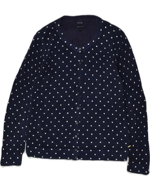 Limited Quantity TOMMY HILFIGER Womens Cardigan Sweater UK 16 Large Navy Blue Polka Dot