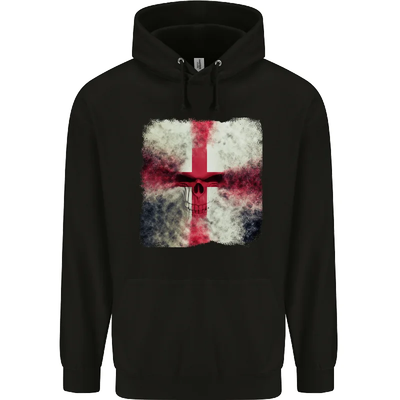 Final Sale Dissolving England Flag St Georges Skull Mens 80% Cotton Hoodie