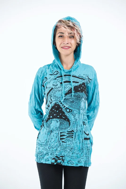 Deep Discounts Sure Design Unisex Magic Mushroom Hoodie Turquoise