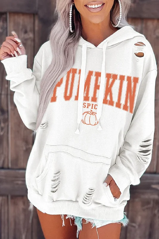 The Best Prices Cozy White Pumpkin Spice Pullover Hoodie