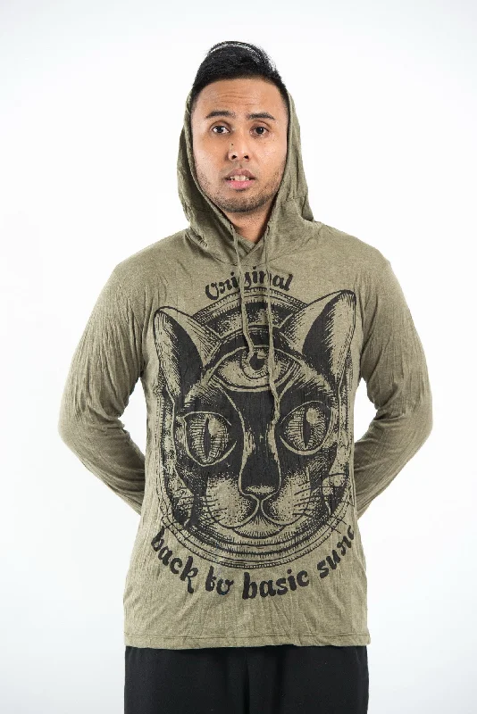 Special Offer Sure Design Unisex Three Eyed Cat Hoodie Green