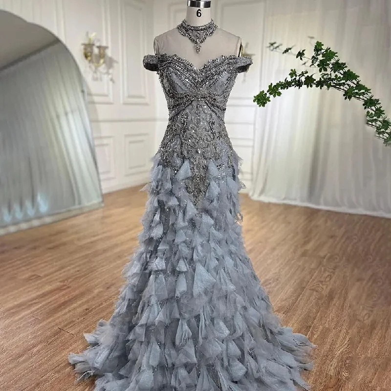 Final Sale Serene Hill Blue Arabic Mermaid Luxury Evening Dresses Gowns Pearls Beaded Elegant For Woman Wedding Party 2024 LA72164 Final Sale Serene Hill Blue Arabic Mermaid Luxury Evening Dresses Gowns Pearls Beaded Elegant For Woman Wedding Party 2024 LA72164
