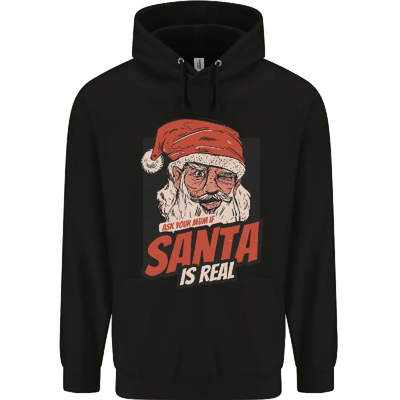 Best Bargains Ask Your Mum If Santa Real Funny Christmas Mens 80% Cotton Hoodie