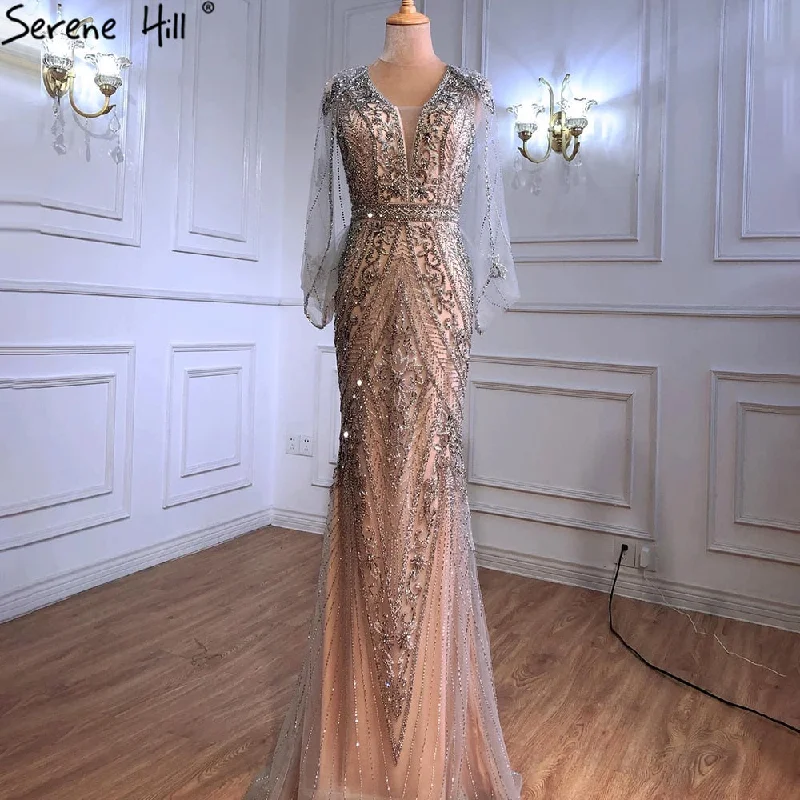 Price Drop Serene Hill Luxury Nude Silver Evening Dresses Gowns 2024 Sexy Mermaid Beading Elegant For Women Party LA70905 Price Drop Serene Hill Luxury Nude Silver Evening Dresses Gowns 2024 Sexy Mermaid Beading Elegant For Women Party LA70905