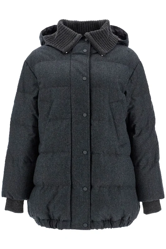 Limited Edition Woolen Down Jacket With Hood  - Grey