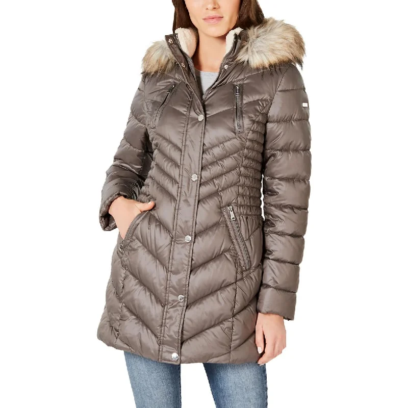 Quick Sale Laundry by Shelli Segal Womens Faux Fur Trim Hooded Puffer Jacket