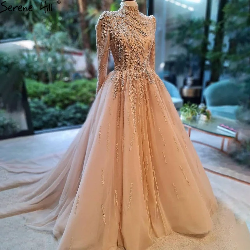 Midnight Madness Serene Hill Muslim Gold Luxury Ball Gowns Evening Dress 2024 Long Sleeves Beading Women For Women Party LA71013 Midnight Madness Serene Hill Muslim Gold Luxury Ball Gowns Evening Dress 2024 Long Sleeves Beading Women For Women Party LA71013