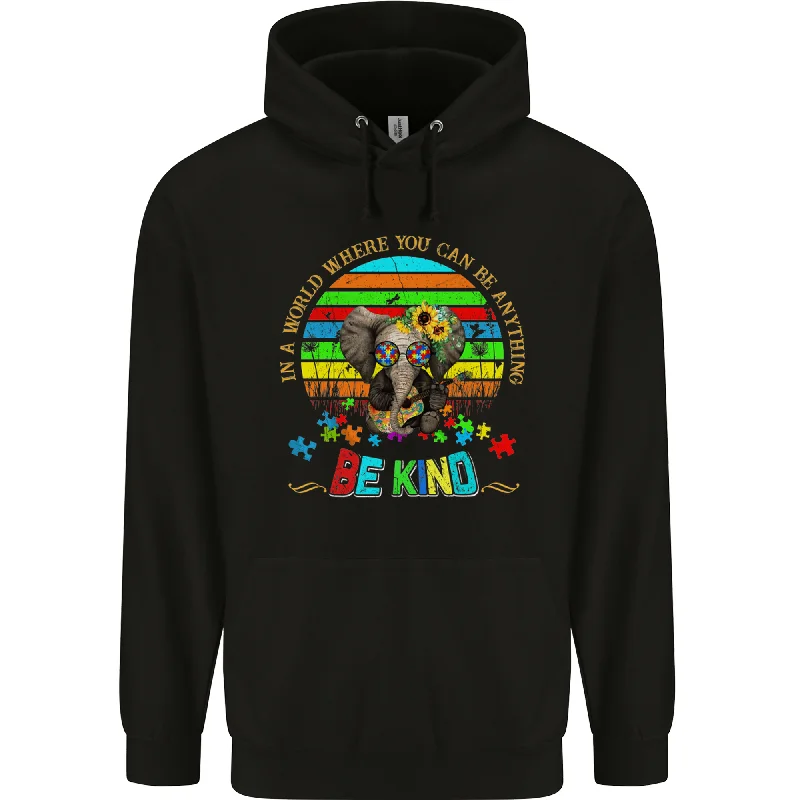 Sneak Peek Sale Autism Be Kind Elephant Autistic Mens 80% Cotton Hoodie