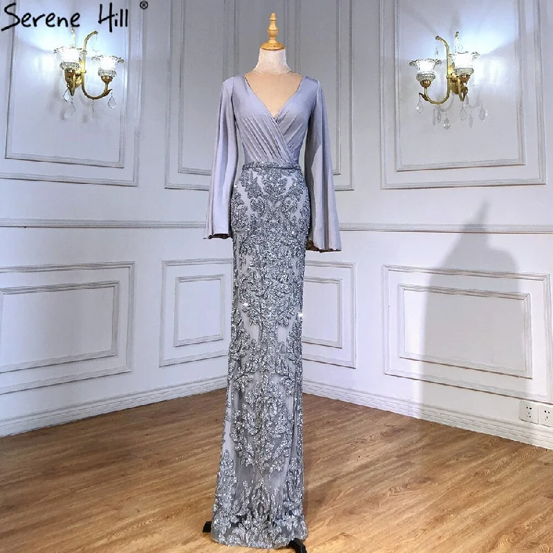 Best Bargains Serene Hill Grey Luxury Mermaid Evening Dresses Gowns Elegant Beaded Lantern Sleeve For Women Party LA71484 Best Bargains Serene Hill Grey Luxury Mermaid Evening Dresses Gowns Elegant Beaded Lantern Sleeve For Women Party LA71484