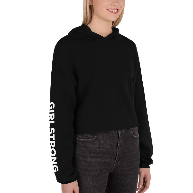 Now or Never EVERYDAY GIRLSTRONG FLEECE CROPPED HOODIE BLACK