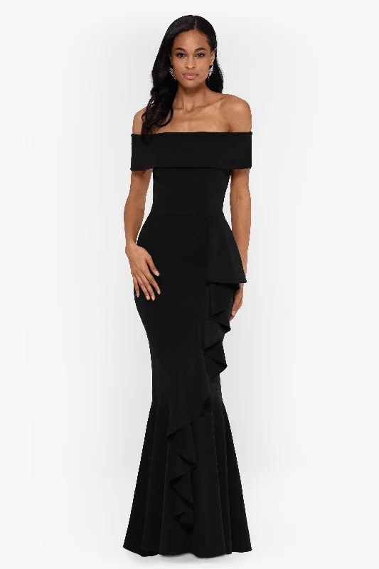 Deal of the Week Petite "Carina" Long Off the Shoulder Ruffle Dress