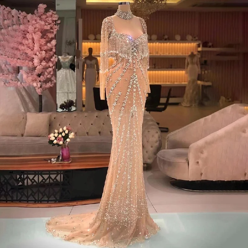 Weekend Flash Sale Serene Hill Sexy Sliver Nude Mermaid Elegant Arabic Full Sleeve Evening Dresses Gowns Luxury Tassel Beaded 2024 Party LA71716 Weekend Flash Sale Serene Hill Sexy Sliver Nude Mermaid Elegant Arabic Full Sleeve Evening Dresses Gowns Luxury Tassel Beaded 2024 Party LA71716