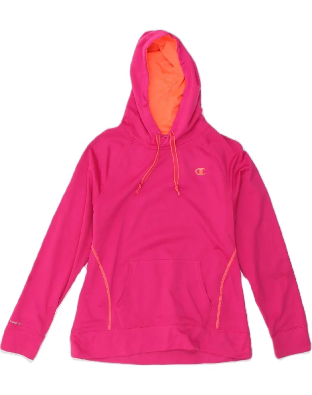 Limited Time Discount CHAMPION Womens Hoodie Jumper UK 12 Medium Pink Polyester