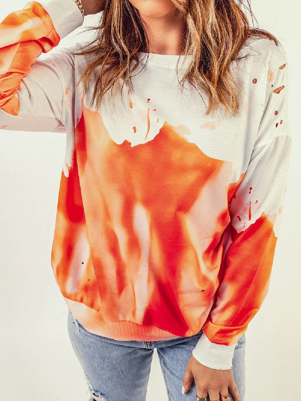 Discount Deals Distressed Orange Hoodie