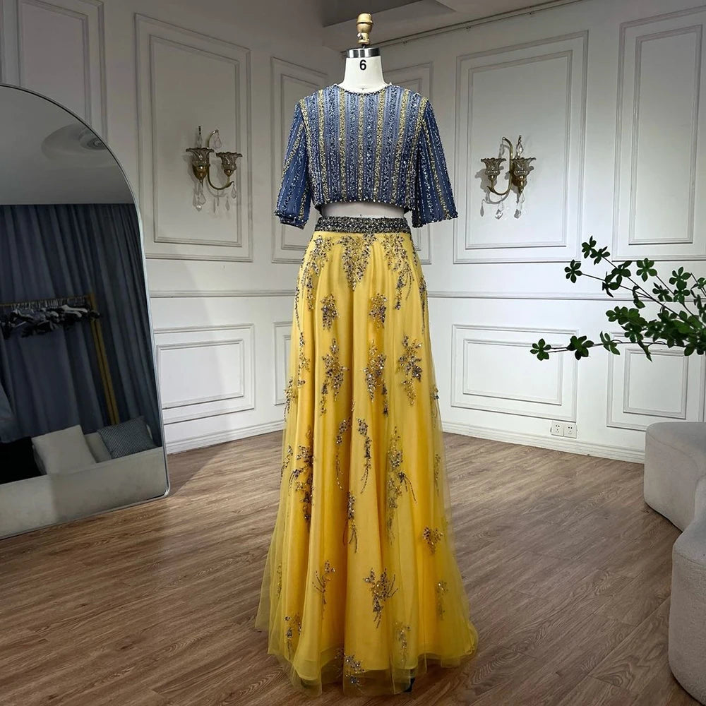 Sale Event Serene Hill 2024 Luxury Dubai Blue and Yellow Piece Evening Gowns for Women Elegant Long Formal Prom Wedding Party Dress LA72470 Sale Event Serene Hill 2024 Luxury Dubai Blue and Yellow Piece Evening Gowns for Women Elegant Long Formal Prom Wedding Party Dress LA72470