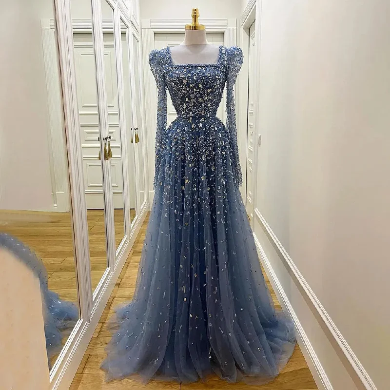 Blowout Deals Serene Hill Muslim Blue A Line Evening Dresses Luxury Beaded Formal Gowns 2024 For Women Party LA71762A Blowout Deals Serene Hill Muslim Blue A Line Evening Dresses Luxury Beaded Formal Gowns 2024 For Women Party LA71762A