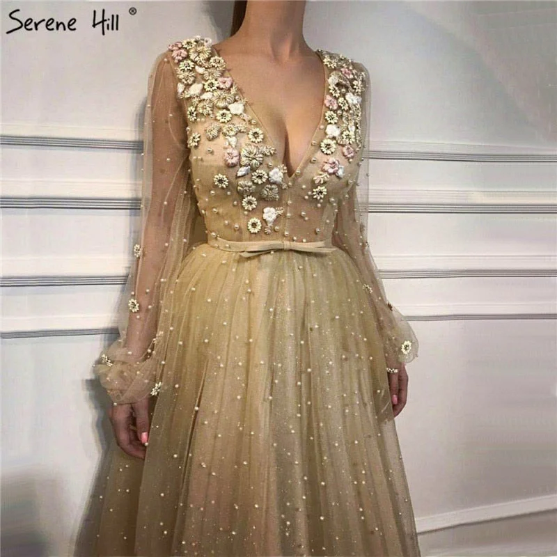 Sale Event On Sale no return no refundSale Long Sleeves Deep-V Illusion Evening Dresses Colored Flowers LA6483 Sale Event On Sale no return no refundSale Long Sleeves Deep-V Illusion Evening Dresses Colored Flowers LA6483