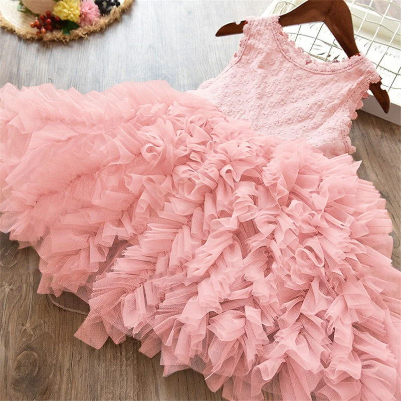Price Drop Girls Summer Birthday Party Dress Kids Lovely Lace Flower Girl Princess Dress