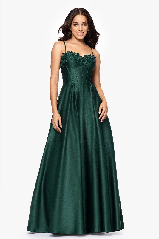 Bargain Prices "Hope" Long Spaghetti Strap Corset Applique Gown