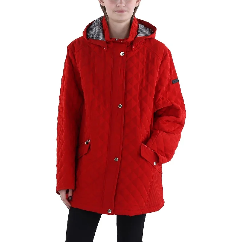 Factory Direct Sale Laundry by Shelli Segal Womens Plus Hooded Midi Quilted Coat