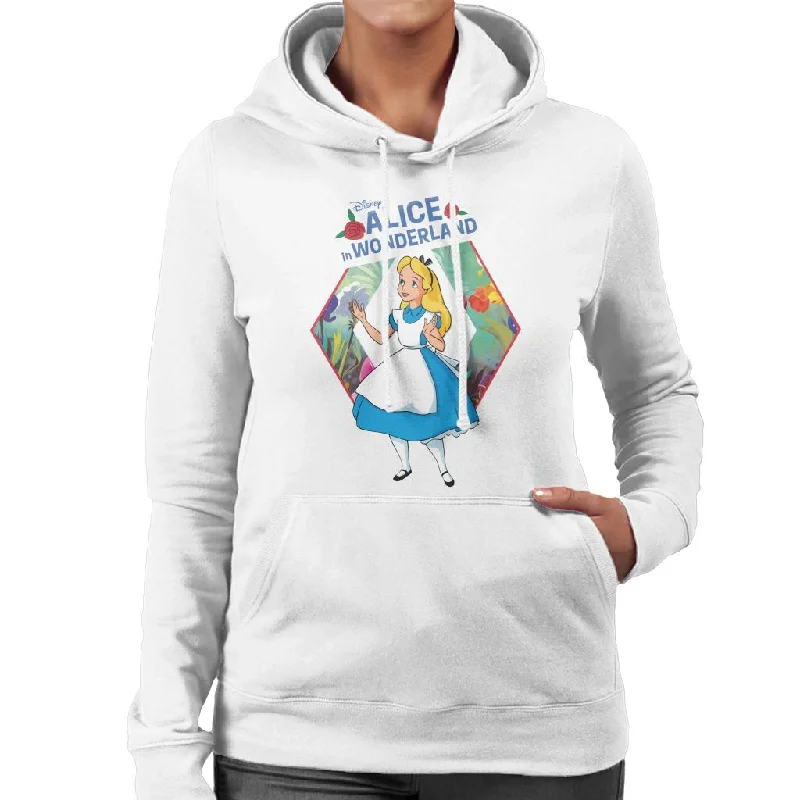 Huge Savings Disney Alice In Wonderland Flowers Rose Text Women's Hooded Sweatshirt
