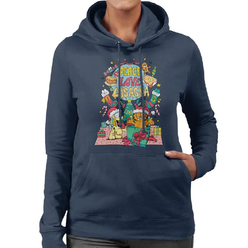 Price Reduction Garfield Christmas Peace Love Lasagna Women's Hooded Sweatshirt