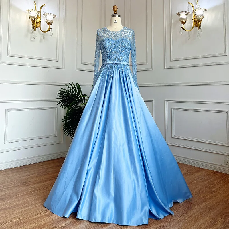 Savings Galore Serene Hill Muslim Blue A Line O Neck Luxury Lace Beaded Arabic Long Evening Dresses Gowns 2024 For Women Wedding Party LA71984 Savings Galore Serene Hill Muslim Blue A Line O Neck Luxury Lace Beaded Arabic Long Evening Dresses Gowns 2024 For Women Wedding Party LA71984