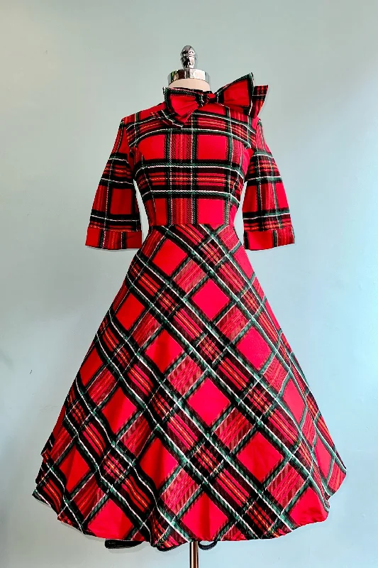 Deal Explosion Red Plaid Bow Dress by Banned