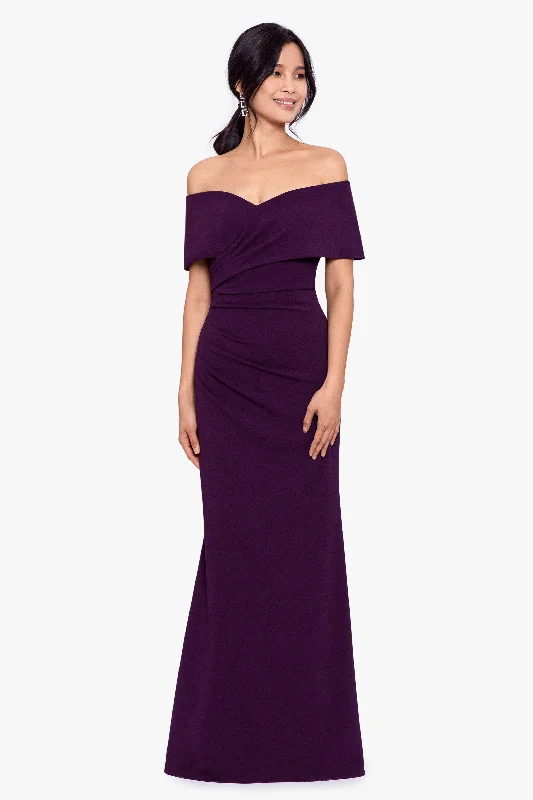 Exclusive Deal "Tanya" Long Off The Shoulder Scuba Crepe Dress