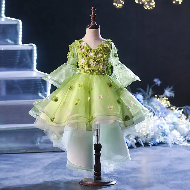 Green (trumpet sleeves with short front and long back)