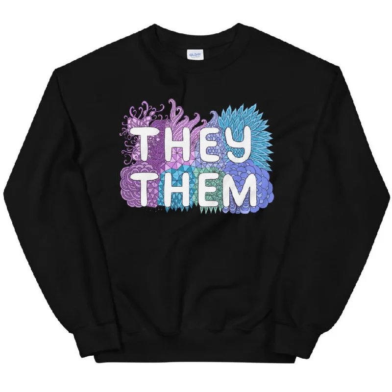 Season Finale Sale They/Them Pronouns Pastel Doodles -- Sweatshirt