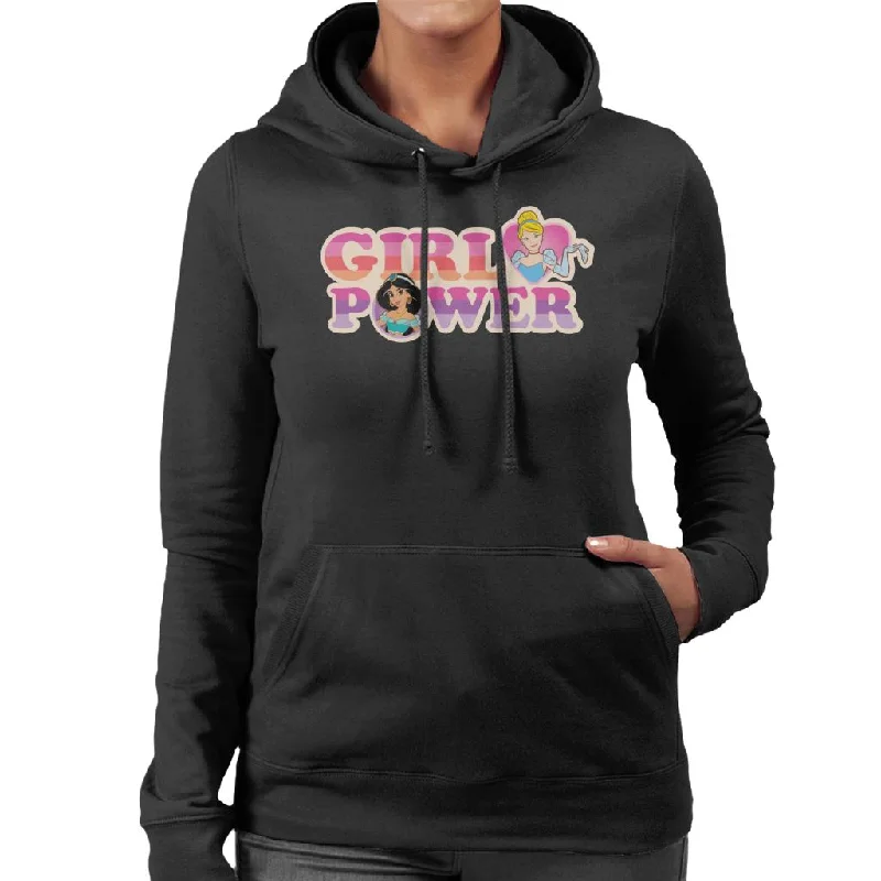 Seasonal Sale Disney Princesses Girl Power Cinderella And Jasmine Women's Hooded Sweatshirt