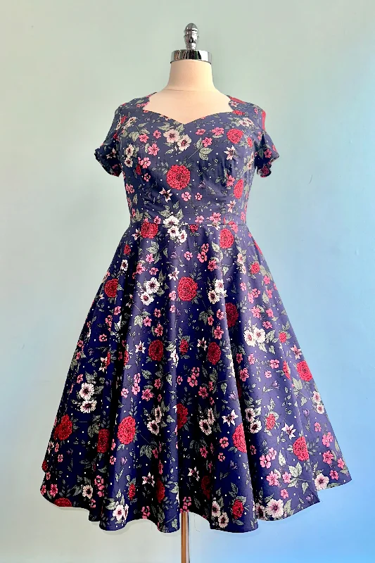 Crazy Deals Camellia Navy Floral Dress by Hell Bunny