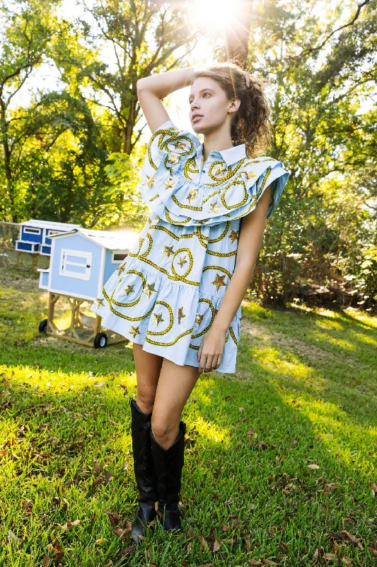 Weekend Special Light Blue Star & Rope Ruffle Dress