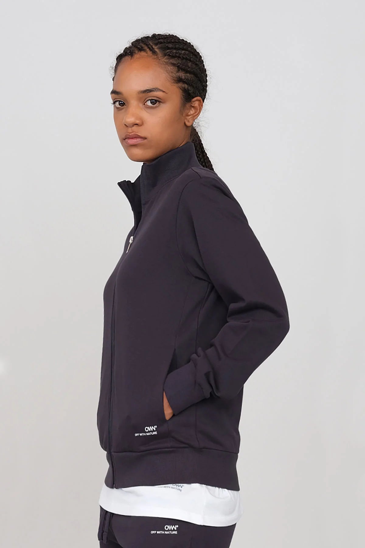 Clearance Sale Women's Gauzed Sweatshirt With A Zipper Blue