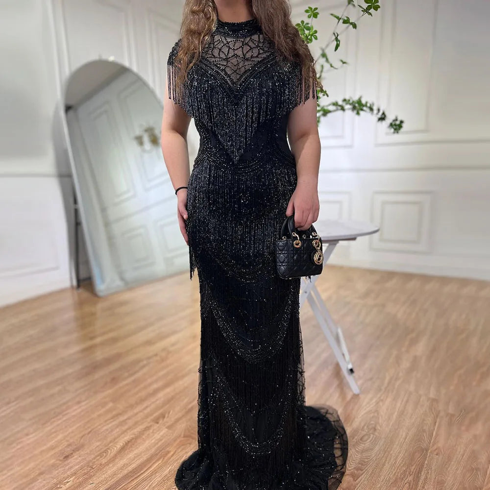 Warehouse Sale Serene Hill Grey Mermaid Luxury Evening Dresses Gowns Cap Sleeves Beading Tassel Sexy For Women Party 2024 LA70529 Warehouse Sale Serene Hill Grey Mermaid Luxury Evening Dresses Gowns Cap Sleeves Beading Tassel Sexy For Women Party 2024 LA70529