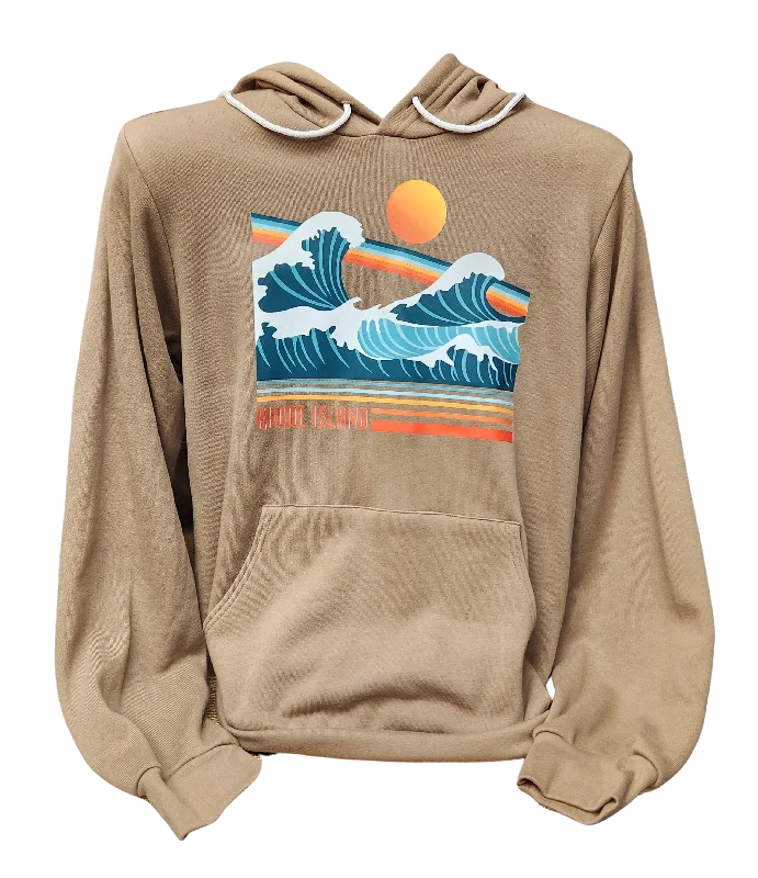 Hurry In Crashing Waves Vintage Brown Unisex Pullover Hoodie