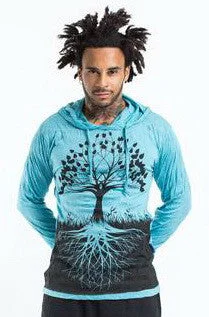 Markdown Madness Sure Design Unisex Tree of Life Hoodie Turquoise
