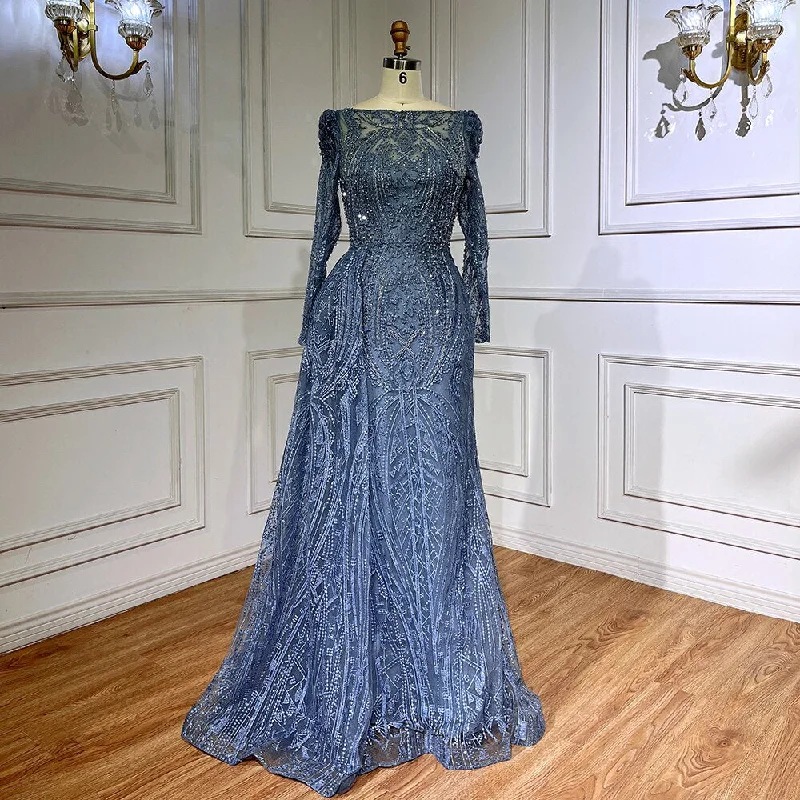 Limited Edition Serene Hill Blue Elegant Over Skirt Mermaid Sexy Lace Beaded Luxury Evening Dresses Gowns For Women Muslim Party 2024 LA71833 Limited Edition Serene Hill Blue Elegant Over Skirt Mermaid Sexy Lace Beaded Luxury Evening Dresses Gowns For Women Muslim Party 2024 LA71833