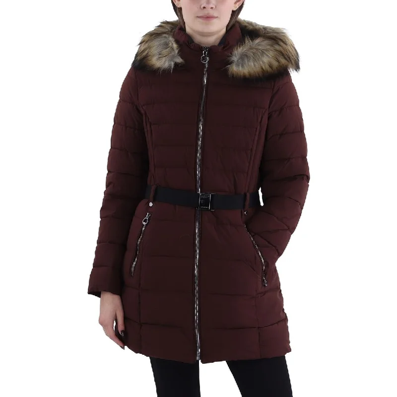 Special Discount Laundry by Shelli Segal Womens Faux Fur Trim Hooded Puffer Jacket