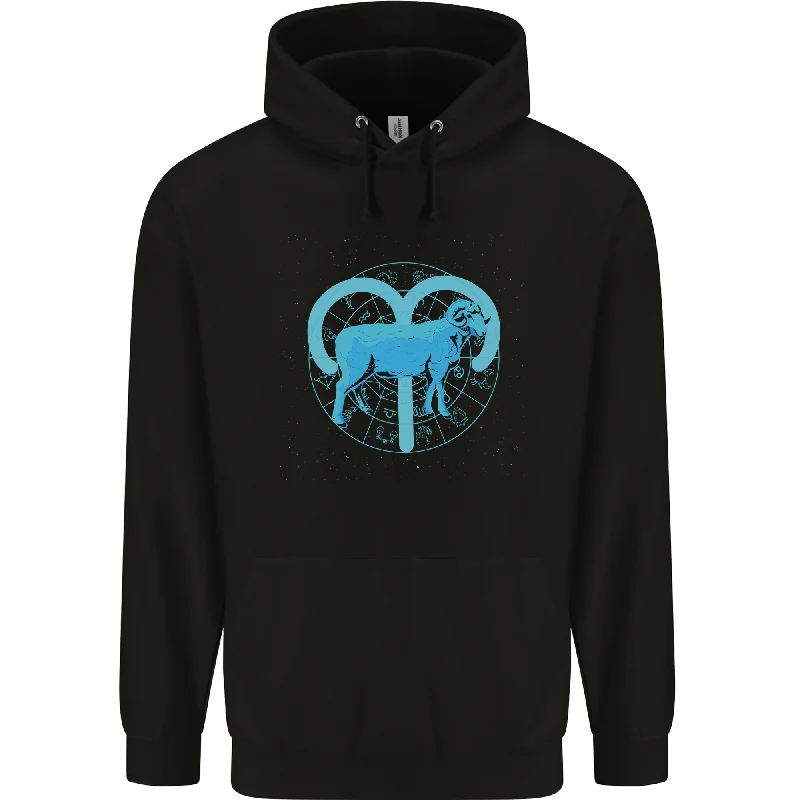 Super Sale Aries Star Sign Mens 80% Cotton Hoodie