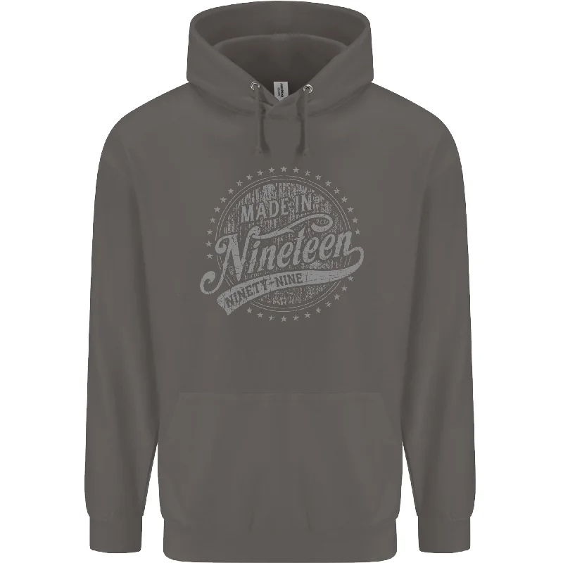 Online Specials Distressed 25th Birthday Made In 1999 Mens 80% Cotton Hoodie Charcoal