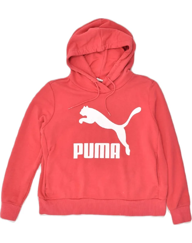 Deal Explosion PUMA Womens Graphic Hoodie Jumper UK 10 Small Red Cotton