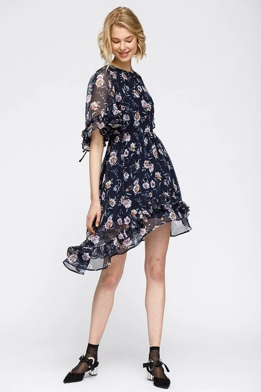 Don’t Miss Out Nurode Wax Flower Asymmetrical Hi Lo Dress