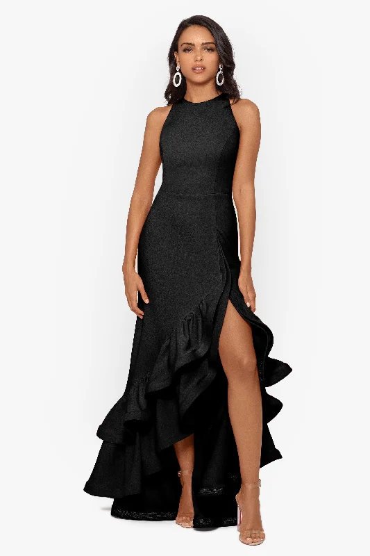Great Bargains Petite "Arielle" Ruffle Tier Scuba Crepe Dress