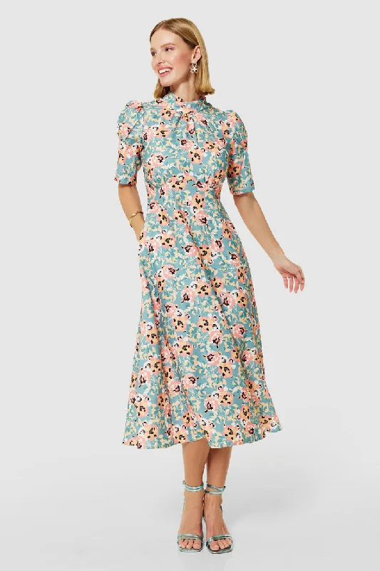 Limited Time Discount Closet London Apricot Floral High Neck Midi Dress