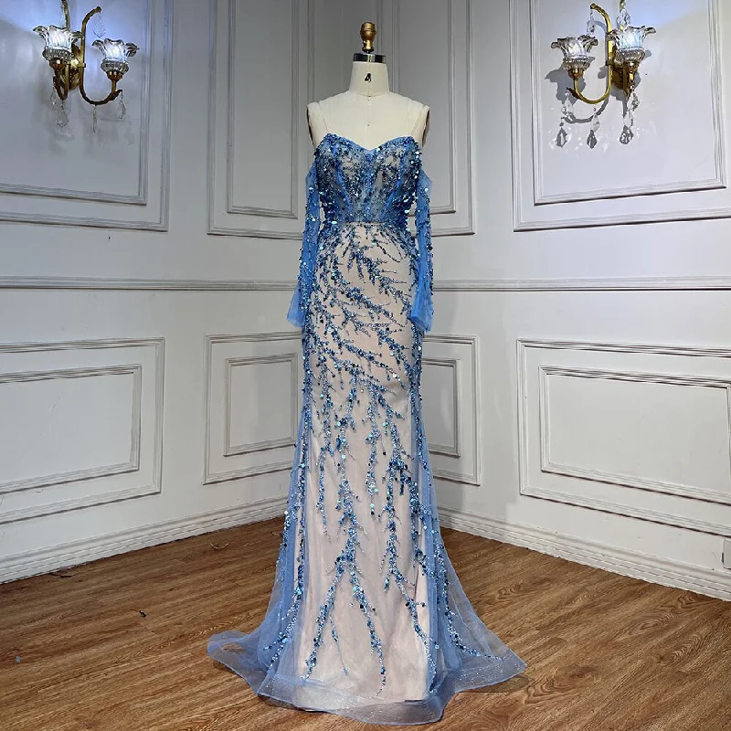 Limited Availability Serene Hill Blue Boat Neck Long Sleeves Mermaid Evening Dresses 2024 Formal Gowns For Women Wedding Party LA71653C Limited Availability Serene Hill Blue Boat Neck Long Sleeves Mermaid Evening Dresses 2024 Formal Gowns For Women Wedding Party LA71653C