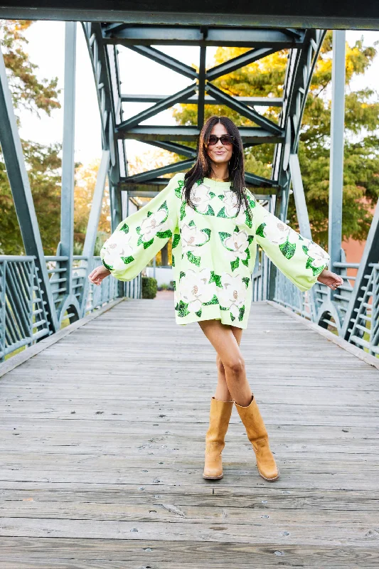 Discount Mania Light Green Magnolias Dress