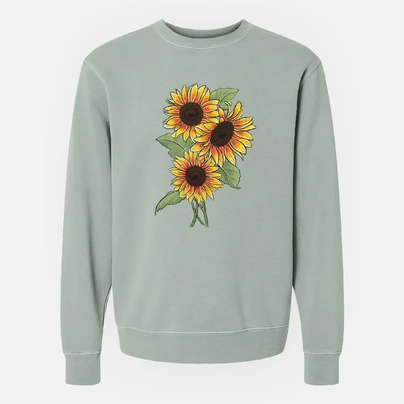 Big Discounts Firecracker Sunflowers - Helianthus annuus - Unisex Pigment Dyed Crew Sweatshirt